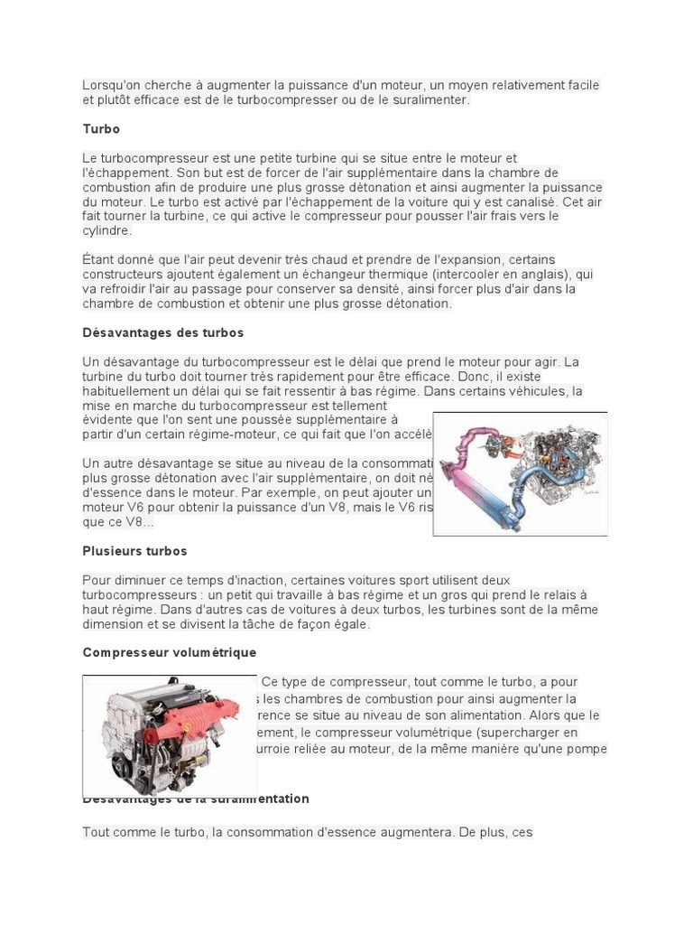 Avantages et inconvénients du turbocompresseur | PDF | Turbocompresseur ...