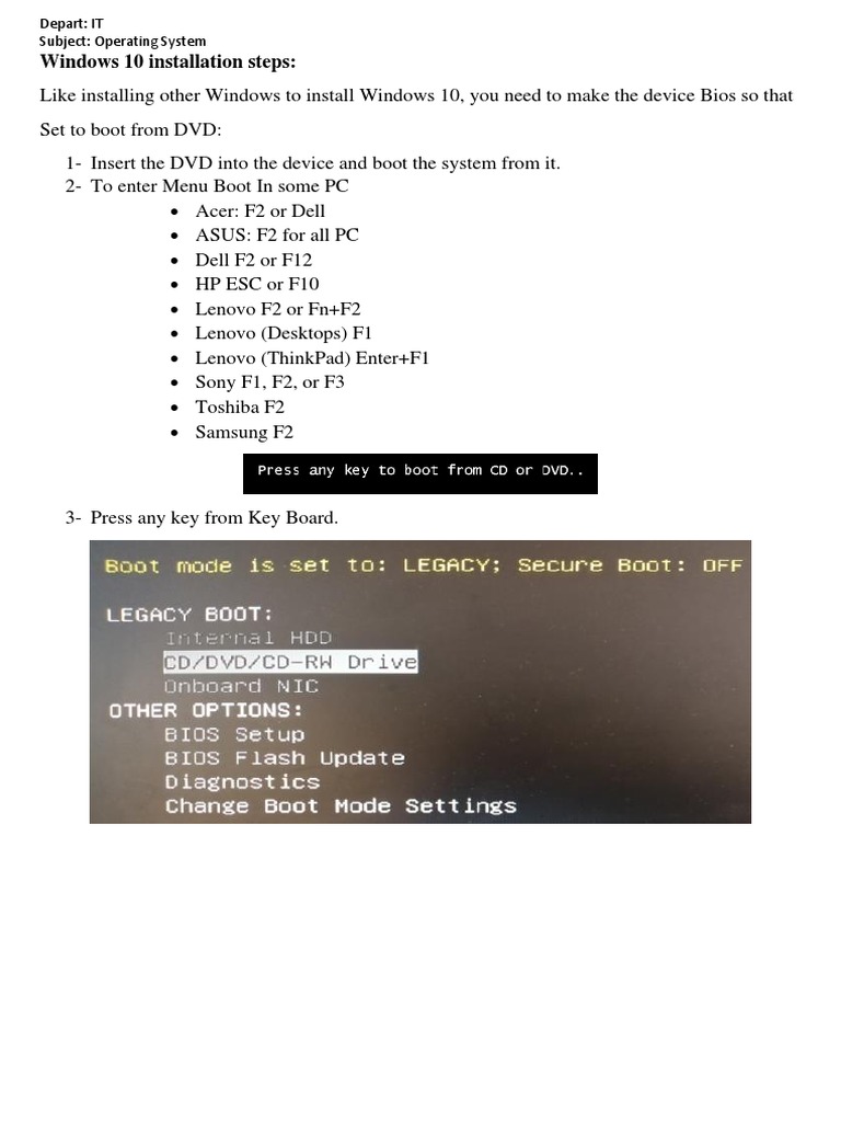Windows 10 Installation Steps | PDF | Windows 10 | Operating System