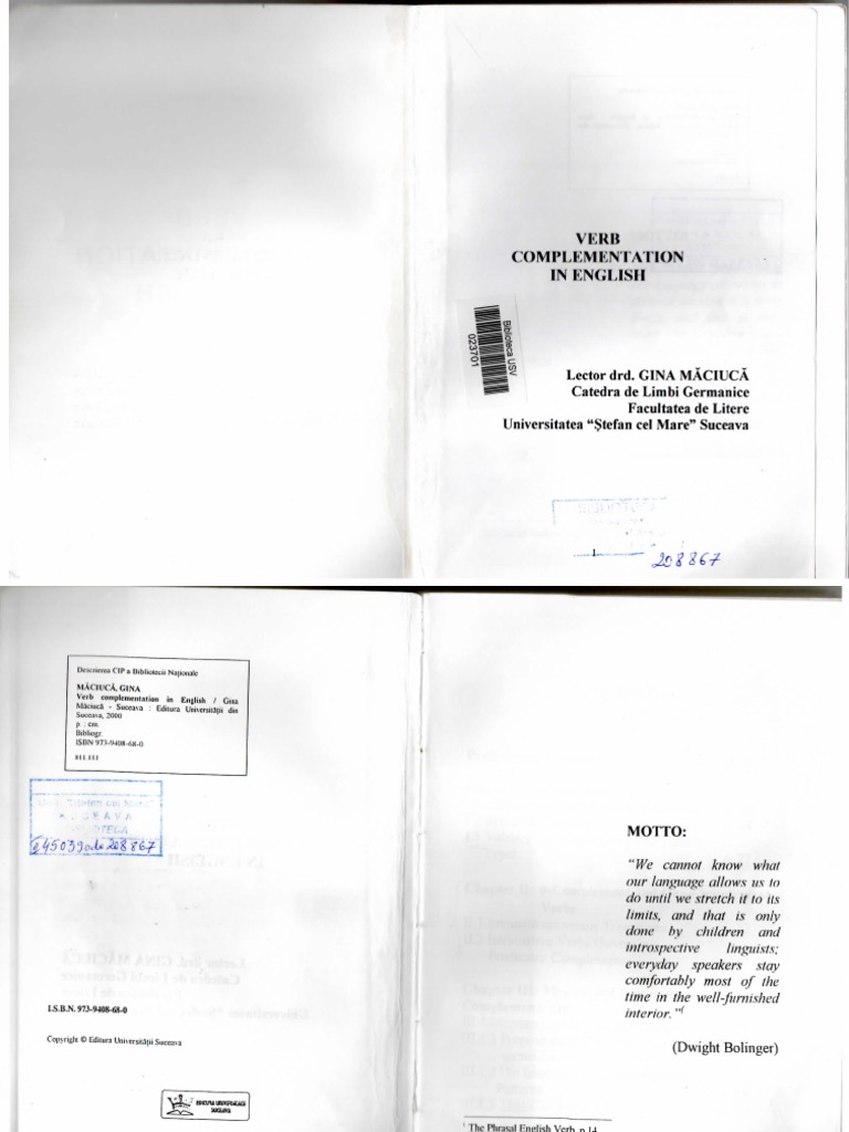 Verb Complementation In English Pdf