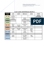 Horarios de Clases Sincrónicas Grupo 2: Horario 4º EA