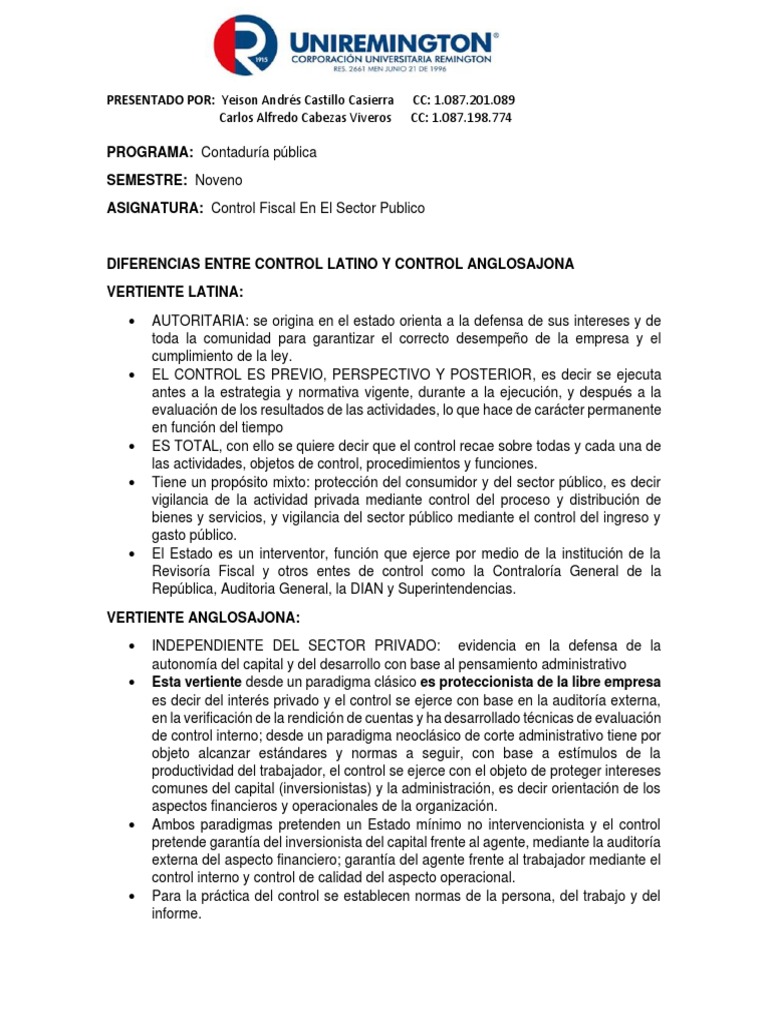 Diferencias entre el enfoque latino y anglosajón en materia de control