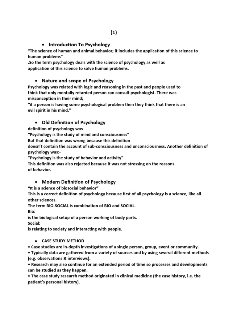 Introduction To Psychology: Case Study Method | PDF