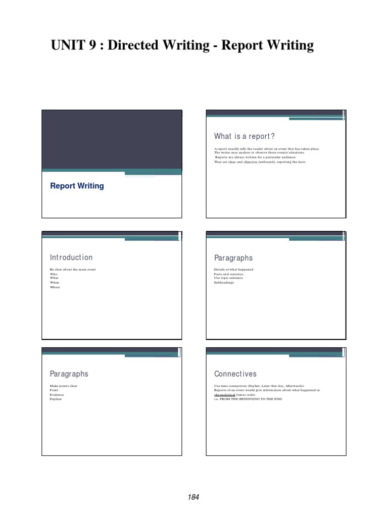 UNIT 9: Directed Writing - Report Writing: What Is A Report? | PDF