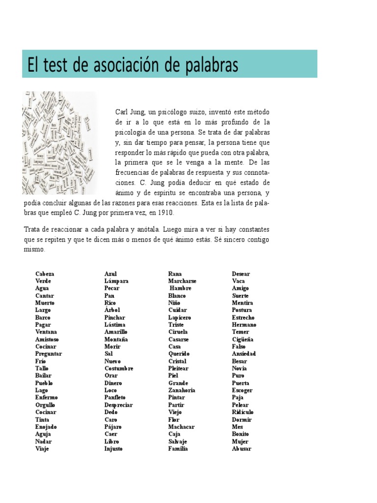 El Test de Asociacion de Palabras PDF Carl Jung