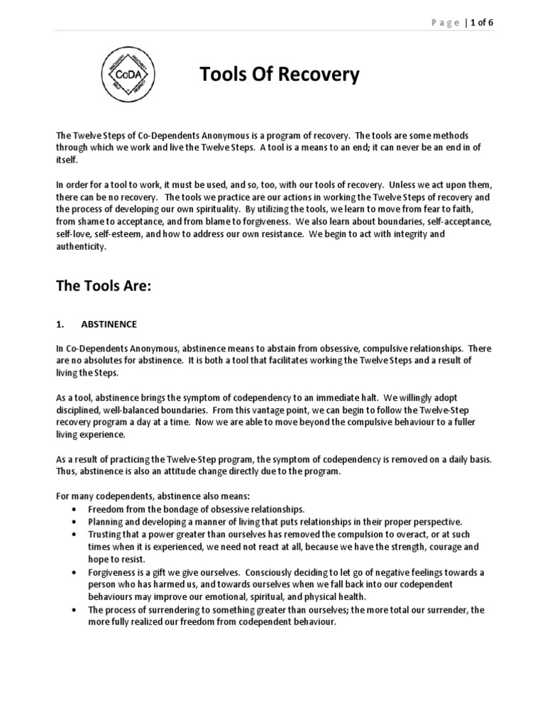 CoDA Tools of Recovery PDF Twelve Step Program Prayer