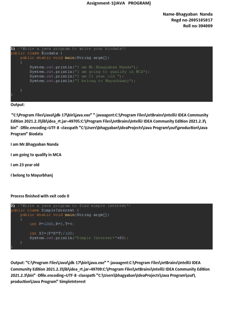 Java Programs for Biodata and Calculations | PDF | Fahrenheit ...