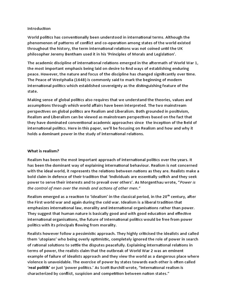 Understanding Realism in IR Theory | PDF | International Relations ...