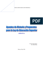 Apuntes de Historia y Propuestas para La Educacion Universitaria