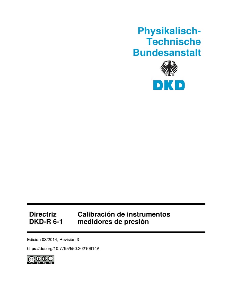 Directriz DKD-R 6-1: Calibración de Manómetros | PDF | Calibración ...