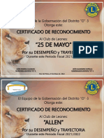 Certificados reconocimiento clubes leones O-3