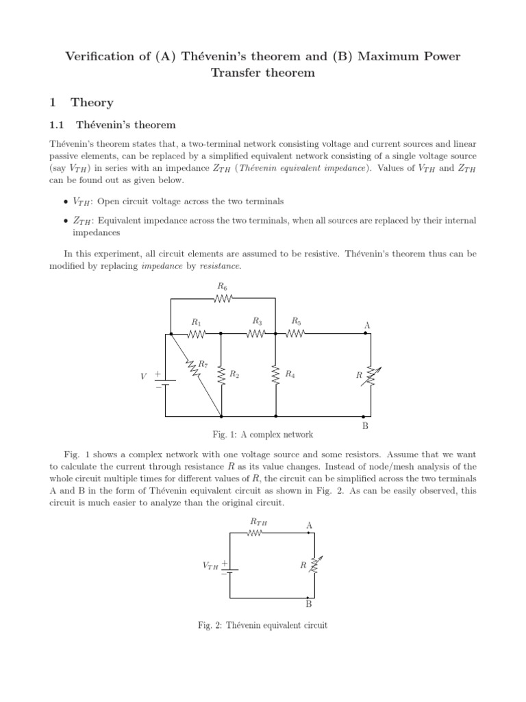 Exp - No.3 - Thevenins Theorem and Maximum Power Transfer Theorem | PDF ...