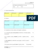 Ficha de Trabalho - Percentagens