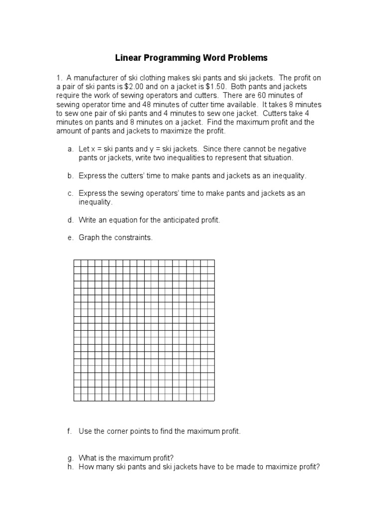 Linear Programming Word Problems | PDF | Linear Programming ...