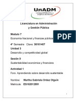 Actividad 1. Foro. Aprendiendo Sobre Desarrollo Sustentable