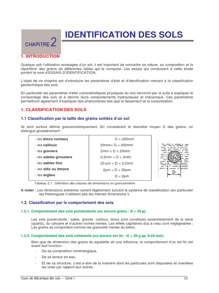 Identification et classification des sols | PDF | Argile | Déformation ...
