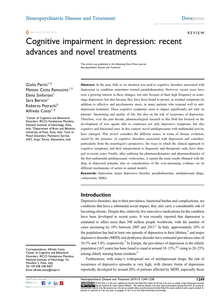 Cognitive Impairment in Depression | PDF | Major Depressive Disorder ...