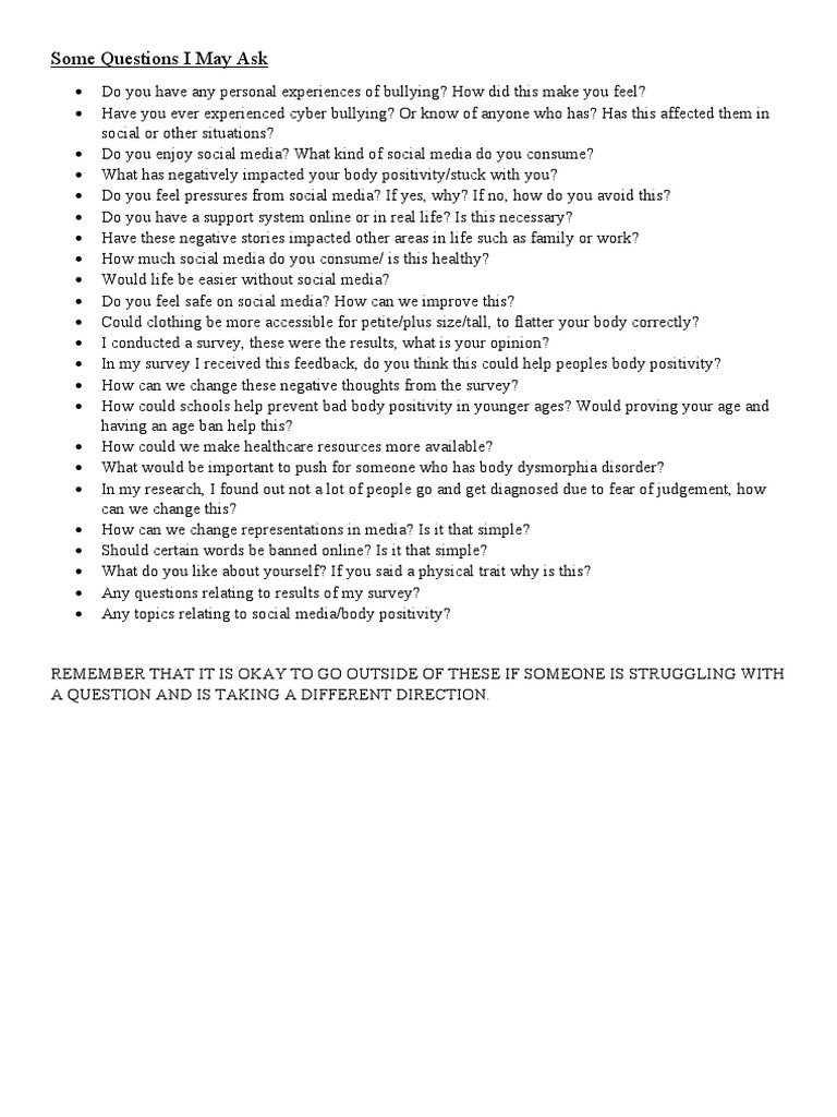 Questions I May Ask | PDF | Lifestyle