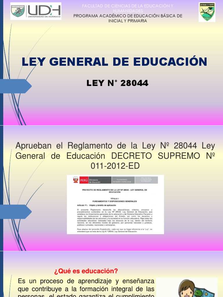 Ley General de Educación N° 28044 | PDF | Plan de estudios | Educación ...