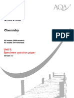 Chemistry: Unit 5: Specimen Question Paper