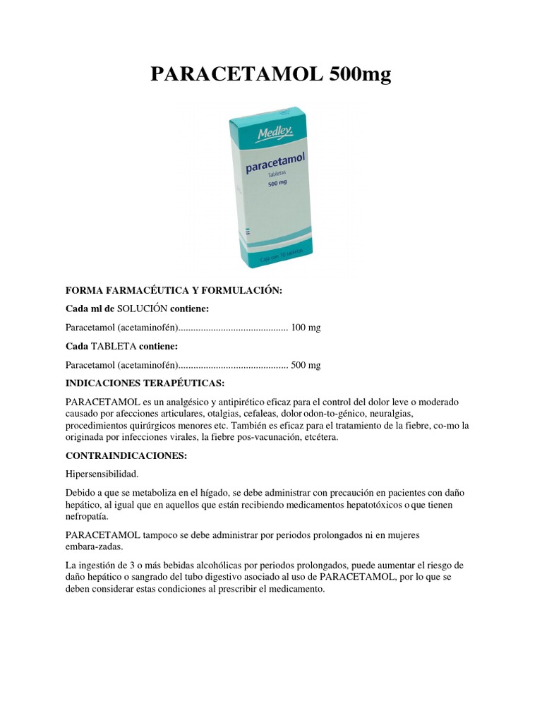 Paracetamol PDF Medicamentos con receta Enfermedades y trastornos