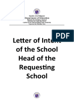 Letter of Intent of The School Head of The Requesting School