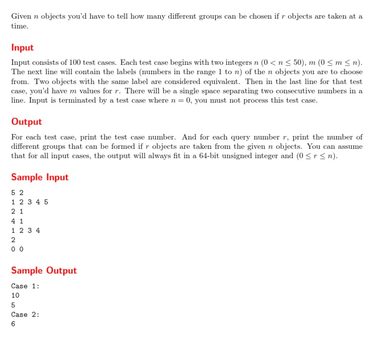Combinatorial Group Selection Calculator | PDF