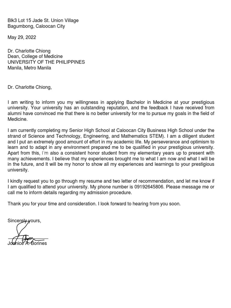 College Administration Letter | PDF