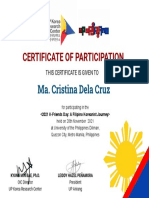 Certificate of Participation: Ma. Cristina Dela Cruz