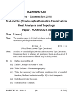 MA/MSCMT-02 M.A. / M.Sc. (Previous) Mathematics Examination Real Analysis and Topology Paper - MA/MSCMT-02