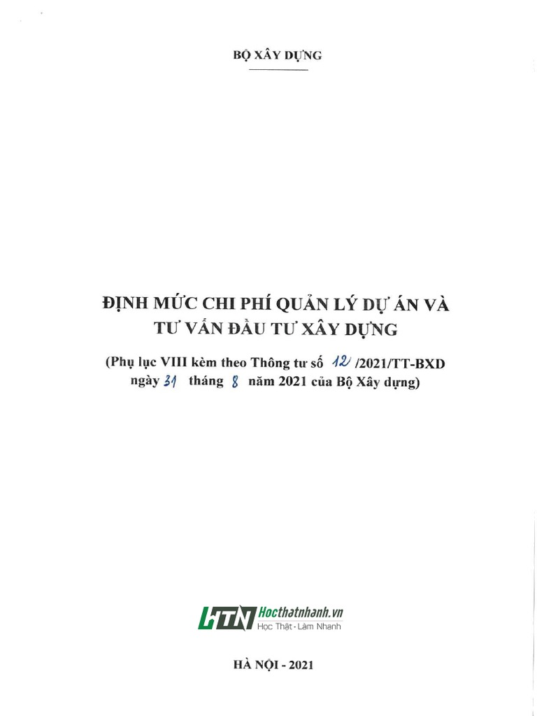 12 2021 tt bxd phu luc 8 dinh muc qlda va tvdtxd pdf