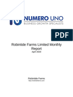 Robintide Farms Limited - Monthly Report - 1st April To 30th April 2020