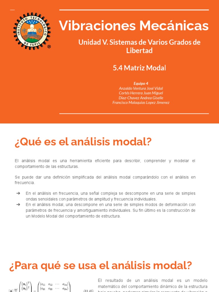 Análisis de Matriz Modal en Vibraciones | PDF | Oscilación | Ingeniería ...