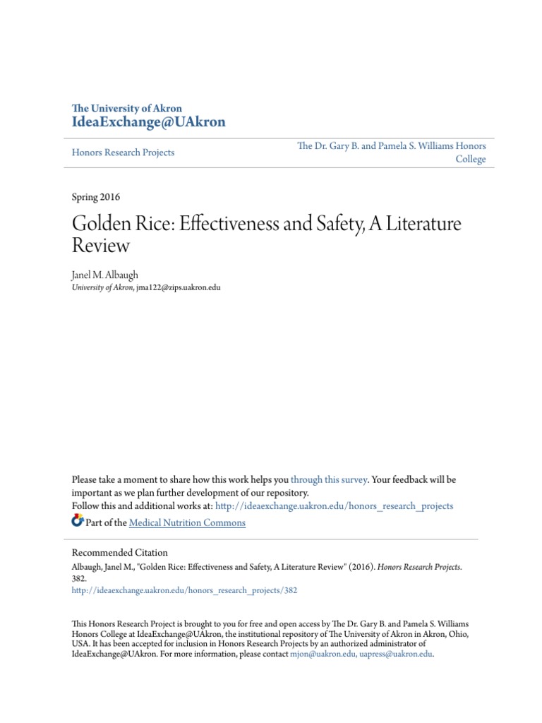 Golden Rice: Safety and Effectiveness Review | PDF | Vitamin A ...