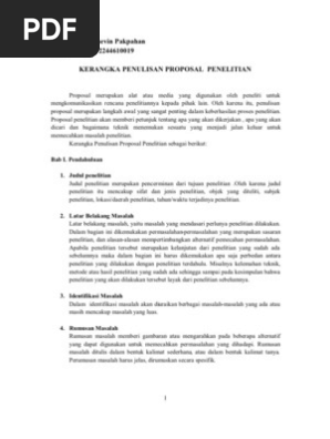 Kerangka Penulisan Proposal Penelitian