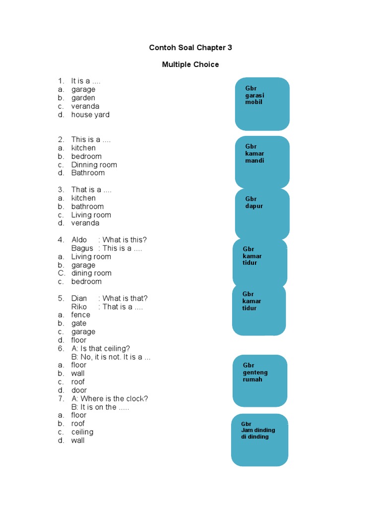 3 contoh Soal Chapter 3 Parts Of The House And Daily Activities PDF