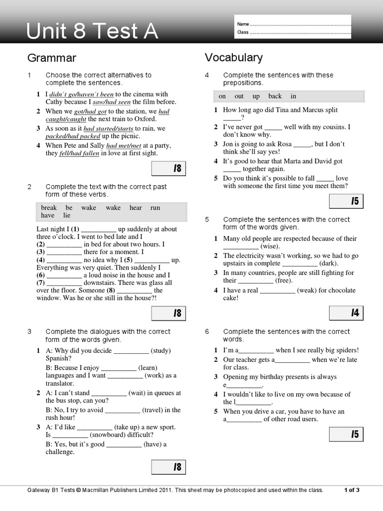 Toaz - Info Gateway b1 Test Unit 8 PR | PDF | Wedding