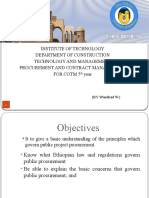 Institute of Technology Department of Construction Technology and Management Procurement and Contract Management For Cotm 5 Year