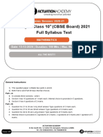 Academic Session: 2020-21 Class 10 (CBSE Board) 2021 Mathematics Full Syllabus Test