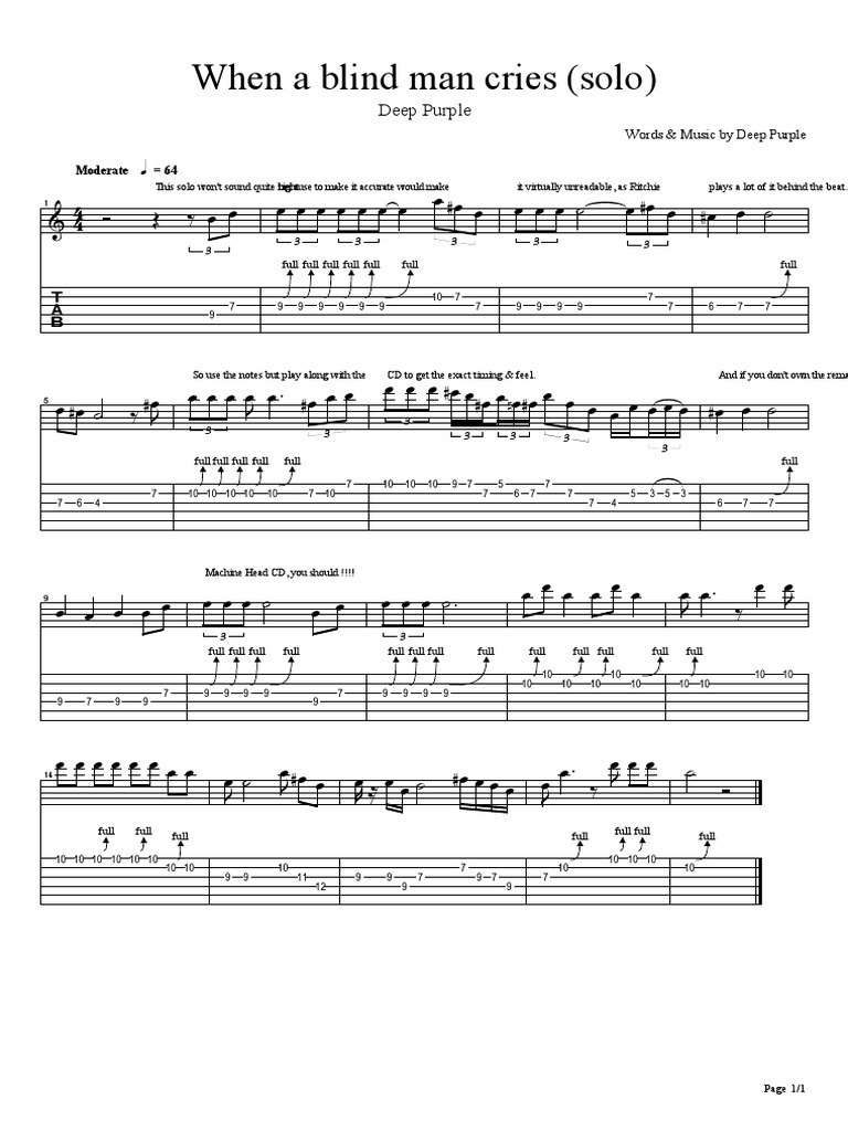When A Blind Man Cries (Solo) Guitar | PDF | Rock Music | Music Industry