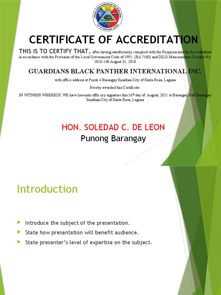 Certificate of Accreditation Guardians | PDF | Cognition