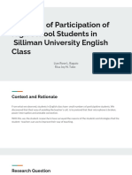 The Lack of Participation of High School Students in Silliman University English Class