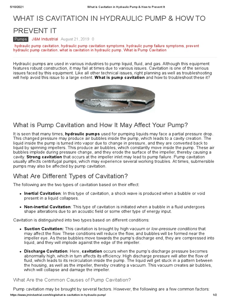 What Is Cavitation in Hydraulic Pump & How To Prevent It PDF Pump