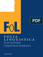 Folia Linguistica: Acta Societatis Linguisticae Europaeae