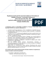Regulament Concurs Admitere UMFCD 2022-2023