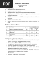 Computer Applications: CLASS IX (Code 165) (2022-23) Learning Outcomes