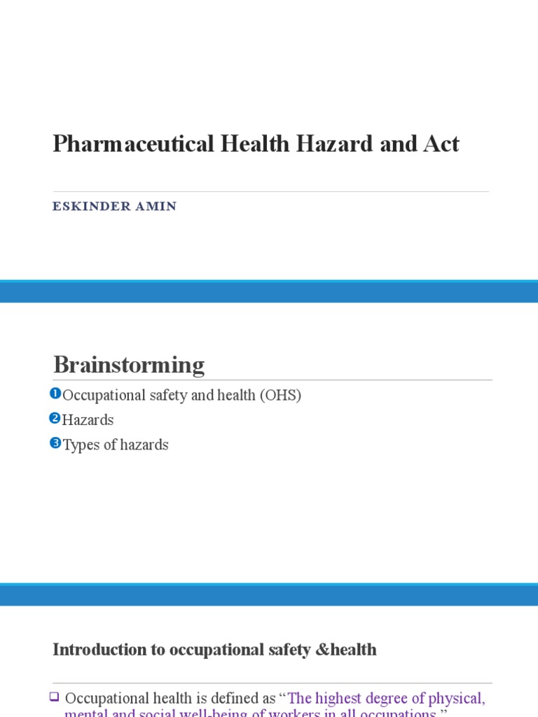 Occupational Safety in Pharmaceuticals | PDF | Occupational Safety And ...