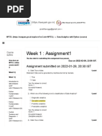 Week 1: Assignment1: Assignment Submitted On 2022-01-28, 20:30 IST