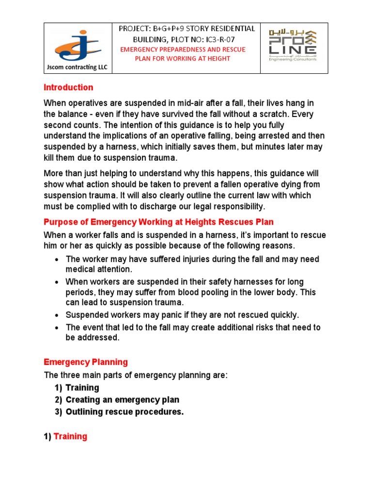 Emergency Rescue Plan for Heights | PDF | Vein | Circulatory System