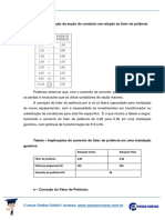 Variação da seção do condutor em função do fator de potência