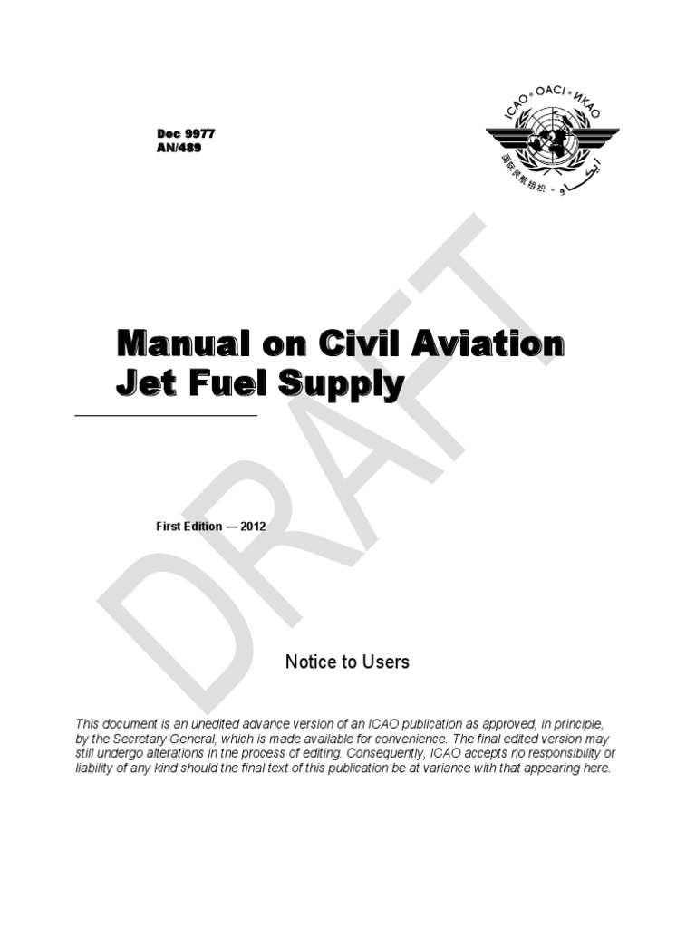 Manual On Civil Aviation Jet Fuel Supply Notice To Users PDF Jet